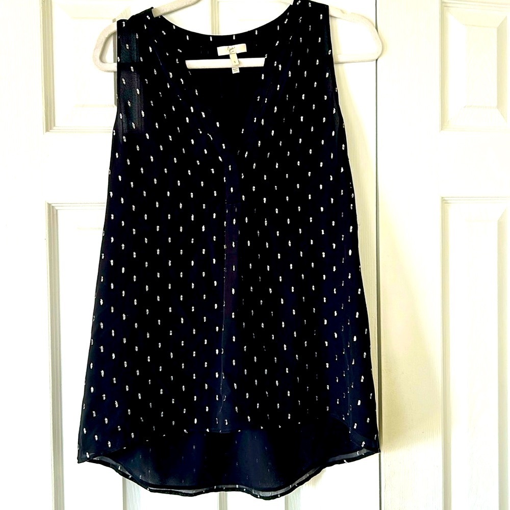 Joie black and silver chiffon top